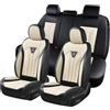 FLORICH Set completo di 5 coprisedili per sedili anteriori e posteriori, universali, adatti per la maggior parte delle auto, berline, SUV, camion, colore nero e beige