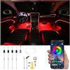 QAUBEN 64 colori Auto illuminazione ambientale fibra ottica APP controllo multicolore musica auto atmosfera illuminazione decorativa kit 1W DC 12V-24V 5m