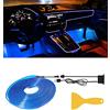 YongMing EL Wires, striscia luminosa al neon per interni dell'auto, 5 m, striscia decorativa per interni dell'auto, decorazione fai da te con USB (blu)