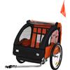 HOMCOM Rimorchio Bici Bambini con 2 Posti, 2 Cinture di Sicurezza, Telaio in Acciaio e Copertura in Tessuto Oxford Arancione