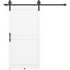 HOMCOM Porta Scorrevole con Binario e Maniglia, in Stile Country e in Legno e Acciaio, 106.6x213.4 cm, Bianco e Nero | Aosom Italy