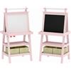 AIYAPLAY Lavagna per Bambini con Cavalletto 3 in 1, Rotolo di Carta e 2 Contenitori, in Legno, 59x48x118 cm, Rosa | Aosom Italy
