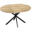 HOMCOM Tavolo da Pranzo Industriale per 4-6 Persone con Ribalta Rotonda, in Legno e Acciaio, 135x100x75 cm | Aosom Italy
