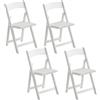 HOMCOM Set da 4 Sedie Portatili Pieghevoli in Resina e PU per Interno ed Esterno, 45x44x78 cm, Bianco | Aosom Italy