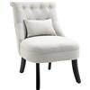 HOMCOM Poltrona Imbottita Morbida con Cuscino Lombare, per Leggere e Riposare, Rivestimento in Tessuto Effetto Lino, 52,5x69x77 cm, Bianco Crema | Aosom Italy