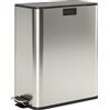 HOMCOM Pattumiera da Cucina 2x28 L a Pedale con Coperchio Soft-Close, Cestini Interni Rimovibili, 30x53,4x67 cm, Argento Lucido | Aosom Italy