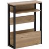 HOMCOM Tavolino da Soggiorno in Stile Industriale con 2 Ripiani, in Legno e Metallo, 46x18x58.5 cm, Color Noce Scuro | Aosom Italy