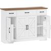 HOMCOM Credenza Cucina Rustico, Mobile Cucina con Ante Soft-Close, 3 Cassetti, 3 Ripiani Regolabili e Portaspezie, Bianco | Aosom Italy
