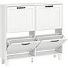 HOMCOM Mobile Scarpe, 4 Cassetti Ribaltabili, Salvaspazio con Ripiani Regolabili, Bianco | Aosom Italy