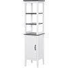 HOMCOM Mobile Bagno Alto Stretto, Mobiletto Bagno Salvaspazio con 3 Ripiani Aperti, Ripiano Regolabile, per Lavanderia, 40x38x162.5 cm, Bianco | Aosom Italy