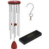 WENANA Grande campanello a vento in alluminio all'esterno, rilassante melodico commemorativo, adatto per esterni, giardino, patio, regalo per mamma, donne vicine (91 cm, argento)