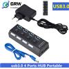 GRWIBEOU Mini USB HUB 3.0 Super Velocità 5 Gbps usb3.0 4 Porte HUB Portatile Micro USB 3.0 HUB Splitter Con Adattatore di Alimentazione Esterno Per PC Acc