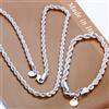 DOTEFFIL colore argento di alta qualità 4MM donna uomo catena maschio corda intrecciata collana bracciali moda Set di gioielli in argento