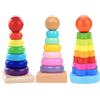 QWZ Arcobaleno Impilatore Anello di legno Giocattolo educativo Torre per bambini Blocchi impilabili Forma di colore Gioco Giocattoli Montessori per bambini Regali per bambini