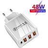 NONE Caricatore rapido 48W 3USB Tipo C QC 3.0 Caricatore da muro portatile PD Carica rapida Spina UE/USA per Samsung Huawei Xiaomi Adattatore da parete per telefono