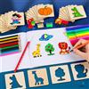 NONE Giocattoli Montessori per bambini Giocattoli da disegno Modello di pittura fai-da-te in legno Stencil Apprendimento Giocattoli educativi per bambini Regalo di Natale