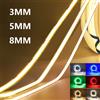 KISUFU Striscia LED COB PCB 3mm 5mm 8mm 5V 12V 24V 320LED/m Nastro flessibile ad alta luminosità Caldo bianco naturale Rosso Verde Blu 0,5 m 5 m