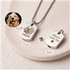 NONE Collana con urna quadrata in acciaio inossidabile per ceneri di animali domestici Foto personalizzata per animali domestici Etichetta per gatti/cani Gioielli per cremazione Urna commemorativa per