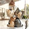 NONE Scultura di coppia di gattini in legno Affascinante regalo per gli appassionati di gatti piatti 2D Decorazione della casa per ingresso desktop con venature del legno chiaro e scuro