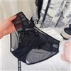 ikule Mutandine di pizzo a rete trasparente da donna taglie forti con bordo volant Nastro con fiocco sottile Biancheria intima sexy dolcezza Lingerie femminile