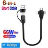 NONE Cavo di ricarica multi veloce USB C da 66 W 3 4 6 in 1 Cavo dati di sincronizzazione OTG corto da 30 cm USB A/C a tipo C/Micro per Power Bank portatile