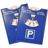 NONE Disco da parcheggio in pelle PU blu Versione in 4 lingue Timer di arrivo durevole e resistente all'acqua per auto - Design europeo universale