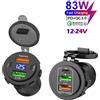 kebidumei NUOVO Caricabatteria da auto USB Dual PD Dual QC 3.0 a 3/4 porte con presa voltmetro Adattatore presa di corrente impermeabile per barca per auto 12V/24V