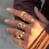 Uself Anelli placcati in oro minimalista in acciaio inossidabile 18 carati PVD Gioielli robusti Fascino di alta qualità Eleganti gioielli dorati leopardati Boho