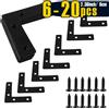NONE 6-20 pezzi, staffa a L piatta con staffa angolare piatta a forma di L nera da 60 mm (2,4"), piastre di rammendo piatte con viti per telaio, mobili