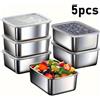 NONE Set di contenitori per alimenti in acciaio inossidabile da 5 pezzi - Scatole per il pranzo ermetiche senza BPA per la preparazione dei pasti, campeggio e ufficio, lavabili in lavastoviglie