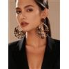 NONE 1 paio di orecchini di lusso vintage con stampa leopardata e cerchio geometrico, avvolti a mano, accessorio da donna per feste quotidiane