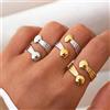 Uself Anelli in acciaio inossidabile con design geometrico alla moda, placcati oro 18 carati, impermeabili, gioielli da donna di qualità per l'uso quotidiano, vacanze e spiaggia.