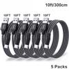 NONE 5 pezzi, 1 cavo USB A a Tipo C per Xiaomi Huawei P30 P40 Pro, cavo di ricarica rapida e trasferimento dati per Samsung S21 Ultra S20, cavo USB C