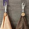 NONE Clip per Asciugamani da Bagno e Cucina Multifunzione, 2/4/6 Pezzi, Senza Foratura, con Corda Intrecciata e Testa Rotonda in Legno di Faggio