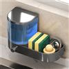 NONE Dispenser di sapone a parete con supporto per spugna Vassoio di scarico Pressa a mano Contenitore per liquidi per piatti Impermeabile