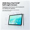 NONE Tablet con Schermo Ultra Grande da 13,36 Pollici, Android 15, 8GB+128GB, Batteria Grande da 9800mAh, Doppia Fotocamera HD da 1300MP, Display IPS HD con Protezione Occhi, Octa Core, Sottile e