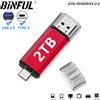 BiNFUL 2 chiavette USB OTG TYPE-C da 256GB 512GB 128GB ad alta velocità con portachiavi, ideali come regalo aziendale creativo