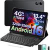 DOOGEE Tab G6 MAX Tablet 13 pollici, Android 16, display FHD+ da 13,4'' a 90Hz, 32GB+256GB, batteria da 11000mAh, processore Octa Core T7280, doppio altoparlante,tablet con tastiera e penna