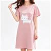 qslziss Camicie da Notte da Donna con Motivo Gatto, Abbigliamento da Notte alla Moda, Camicia da Notte Estiva, Pigiami Cartoon Femminili, Taglie Forti