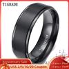Tigrade 4/6/8/10mm Anello in titanio nero Uomo Spazzolato Fede nuziale Donna Anelli di fidanzamento Colore argento Bague Femme anneau bijoux