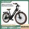 NONE HEADEER BD26195【E-Bike】Bicicletta Elettrica 350W 48V11.5AH con Batteria, Freni a Disco Doppi, 7 Velocità, Pneumatici da 26 Pollici, Mountain Bike Elettrica