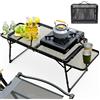 NONE Tavolo da campeggio pieghevole con rete in ferro, tavolo da picnic portatile per esterni, leggero e resistente per barbecue, grigliate in spiaggia, accessori da viaggio, rete da campeggio, tavolino