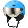 APLVFFZH Casco da con Calotta in Policarbonato Antiurto, Imbottitura Interna Traspirante, Sottogola Regolabile E Occhiali Integrati, per Adulti E Ragazzi, Blu, M