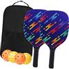 Homyl 2 Pezzi Racchette in Legno con Palline Manico Ergonomico Borsa Trasporto Compatta Resistente Adatto Adulti Bambini Principianti Uso Gia, 2 pagaie