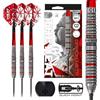 Harrows Damon Heta, set di freccette con punta in acciaio al 90% in tungsteno, serie 4, con sistema Quick Point, disponibile in 21 g, 23 g, 24 g e 25 g, con punta rapida, aste rosse Alamo VS2 e alette