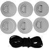 Fxzqgnh Kit di Montaggio per Paddleboard - 6 Anelli a D, Corda da 5 M, Kit di Montaggio per Gommoni, Accessori per Kayak, Bianca