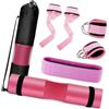 Lljsszr Set di 9 Cuscinetti per Bilanciere da Squat con Manicotti Protettivi, Cinghie per Caviglie E Fasce Elastiche con Imbottitura Spessa, Adatti per Squat, Rosa