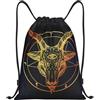 Generic Satanic Goat Head with Third Eye Zaini Sportivi alla Impermeabile Borsa Coulisse Moda Sportiva Gym Sack per Sport Vacanze Studenti 39X46Cm