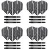 Harrows Set di 4 steli per Freccette Supergrip in Carbonio e Alette Supergrip Ultra, 12 aste, 12 Alette in Totale, Medie e Corte (Medium Black)