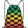 Generic Black And Rainbow Checkered Zaino Sportivo Traspirante Borsa Coulisse Spazioso Sacca Sportiva per Ginnastica Uomo All'Aperto 39X46Cm